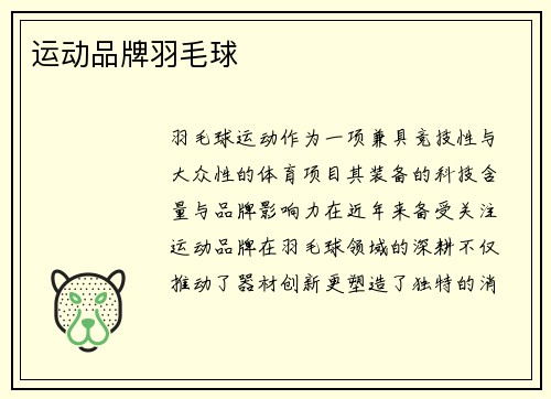 运动品牌羽毛球